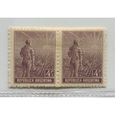 ARGENTINA 1911 GJ 331b PAREJA DE ESTAMPILLAS NUEVAS CON GOMA VAREIDAD CON Y SIN FILIGRANA U$ 7